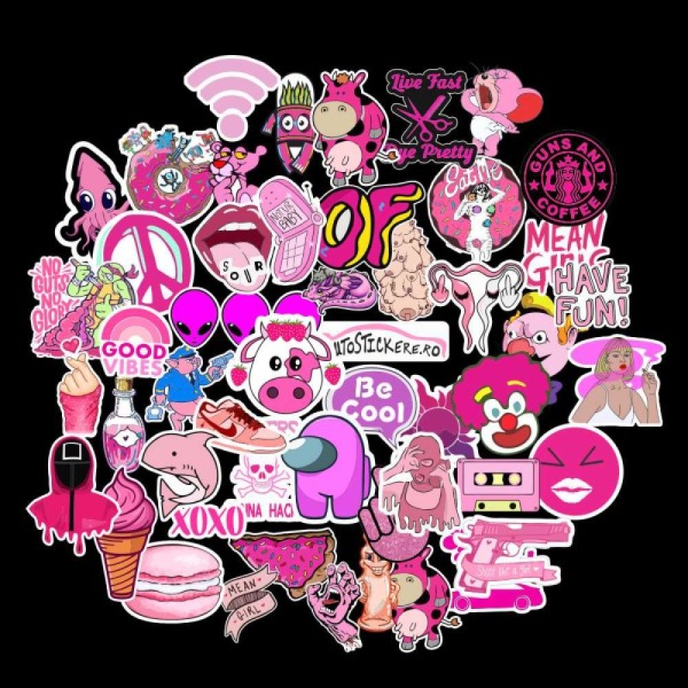 stickere Set 50 stickere - Pink