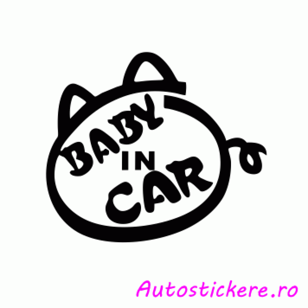 stickere Baby in car Cat